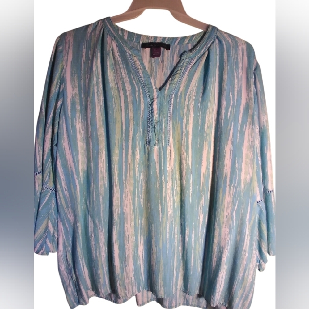 Gloria Vanderbilt Boho Flowy Top Size XXL Fairy Long Flare Sleeves 100% Viscose